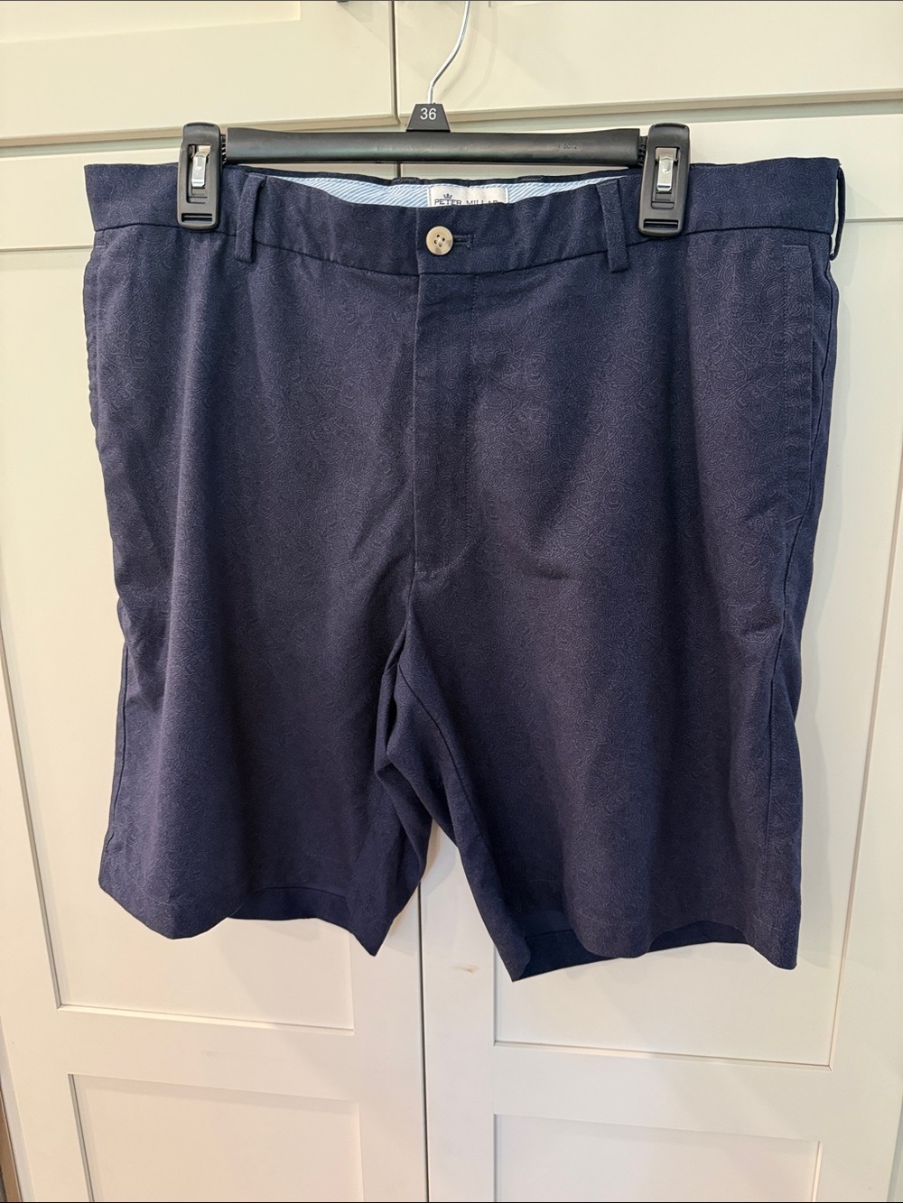 Peter Millar Navy Flat-Front Performance Shorts Sz 36
